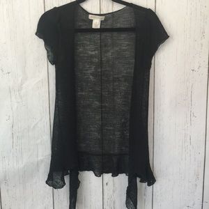 WHBM sheer  knit short sleeve jacket baby ruffles